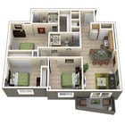 3 habitaciones/2 baños