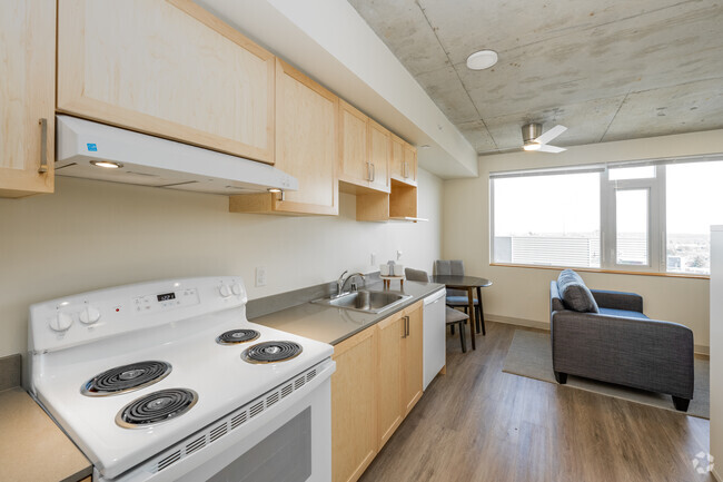 STU - 442SF - Kitchen/Living Room - The Rise on Madison - Affordable Housing Rental