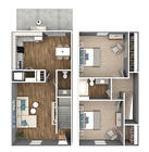 Two Bedroom One + Half Bathroom Townhome