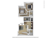B3.2 Plan B Two Bedroom Two Bath 987 sq ft 3D Furnished