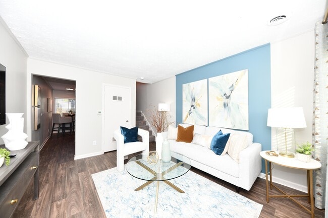 Living Room with Hardwood Style Flooring