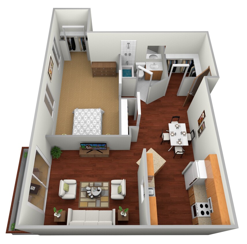 Floor Plan - 1 Bedroom, 1 Bathroom