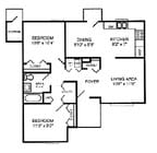 Floor Plan-2bed/1bath