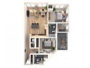 2 bedroom, 2 bathroom