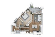 Explore this chic urban apartment layout, crafted for style and efficiency.