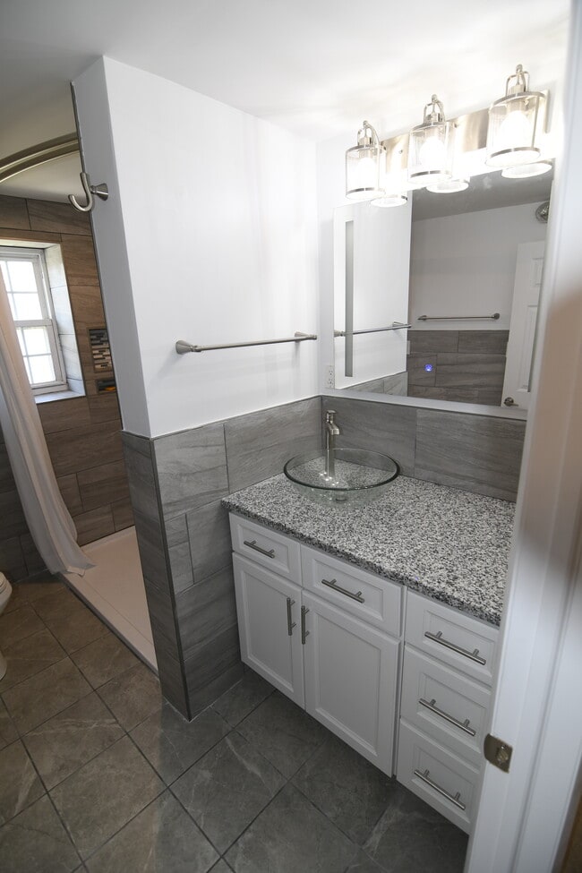 New fixtures, counter, cabinets, tile walls and floor, shower surround, toilet and lighting. - 309 Old York Rd Unit B