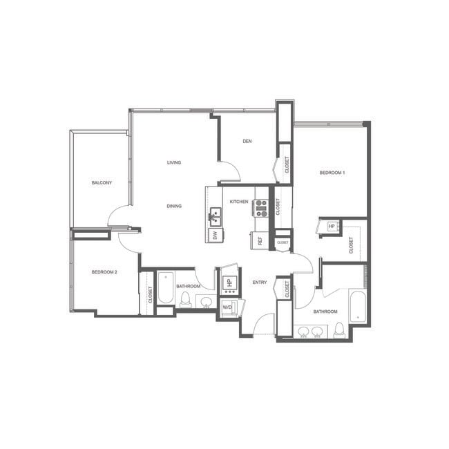 2x2+Den 1185 sq.ft