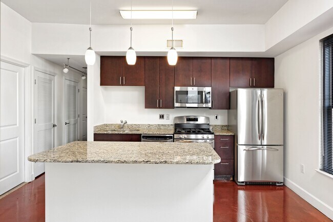 Kitchen with stainless steel appliances