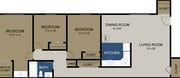 3 Bedroom / 1 Bath Floor Plan