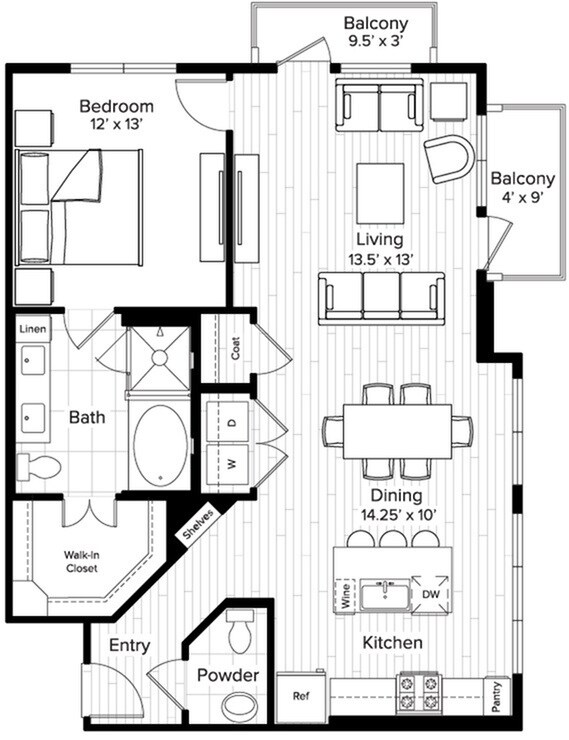 1 Bed 1 Bath - A9