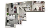 One Bedroom, One Bathroom Floorplan