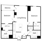 Serenity - B20.1 - 2 Beds - 2 Baths - 900 Sq. ft.