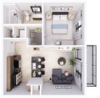 Explore this stylish apartment layout designed for urban living.