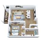 CampusView_Floorplans3D-com_1Bed _B