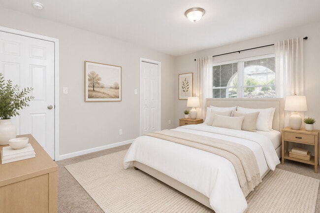 Light-filled bedroom with a comfortable and relaxing feel.