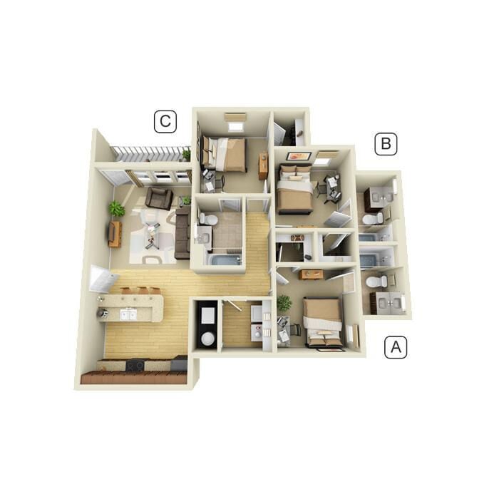 Floor Plan - 3 bedroom 3 bath