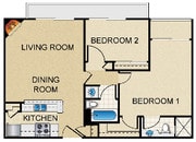 Colline floor plan 2 bedroom