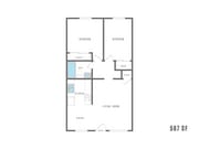 2 Bedroom, 1 Bath, 567 SF