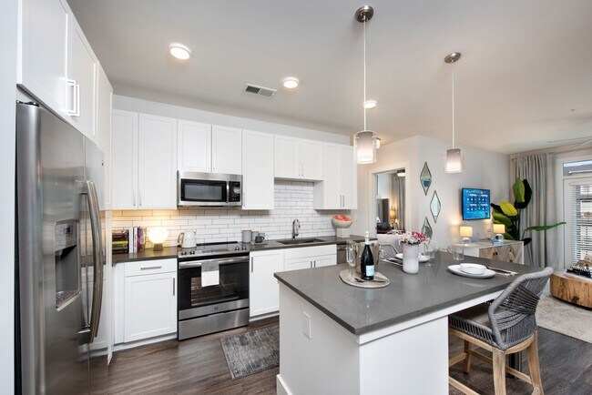 Kitchen with stainless steel appliances