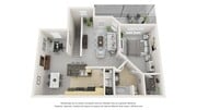 A 3D floor plan rendering of The Sienna.