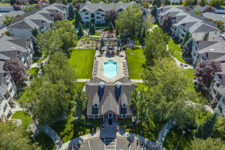 Top view of office and pool