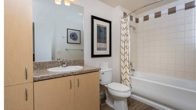 Stylish bathrooms with granite vanities and full-size soaking tubs