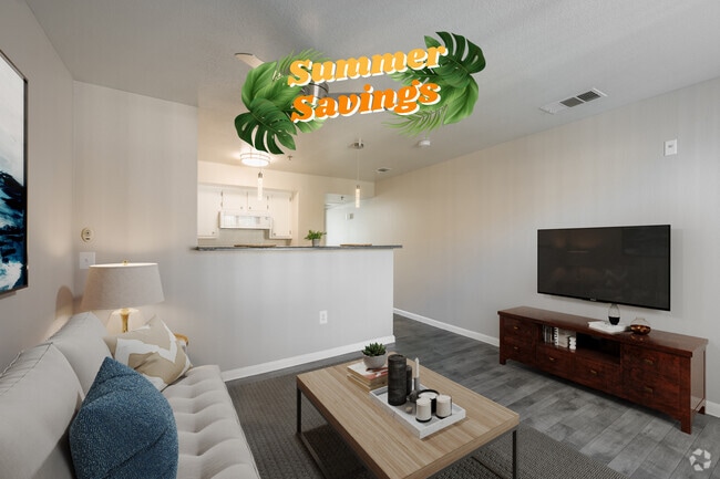1 BD, 1 BA - Living Room - Fremont Villas Rental