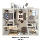 3D Rendering of a 1 Bed Floor Plan
