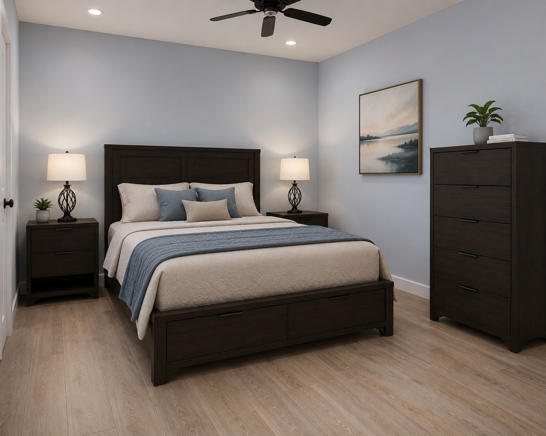 Dormitorio amueblado con amplio espacio de almacenamiento. - 2418 Robert St