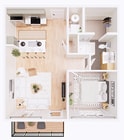 1D Overhead Floorplan - 693 sqft version
