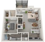 One Bedroom 824 sqft, Screened-in Porch, Full Sized Washer/Dryer Connections, Fireplace in Selected Units, Vaulted Ceiling in Selected Units