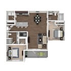 Belvedere - Balcony - 2 Beds, 2 Baths, 1326 sq. ft. - Dark cabinets