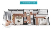 1 BED, 1 BATH FLOOR PLAN - Garden Walk Up