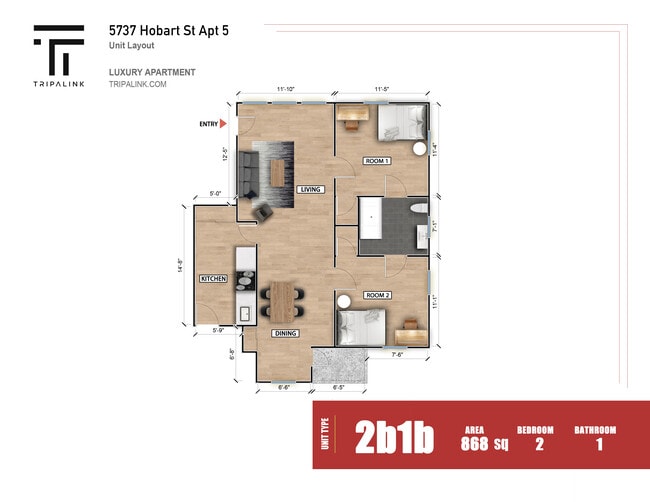 Building Photo - 5737 Hobart St Unit #5