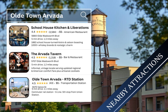 Olde Town Arvada less than 10 minutes away!