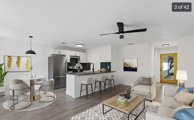 Decorated Living Room and Kitchen