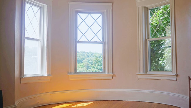 Preciosa luz del sol de la tarde que se refleja en el salón con una magnífica vista verde. - 307 Tappan St Unidad 3