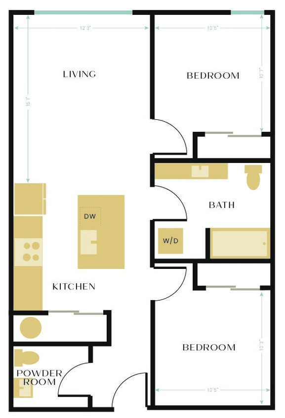 Floor Plan - B1 (2 BD/1.5BA)