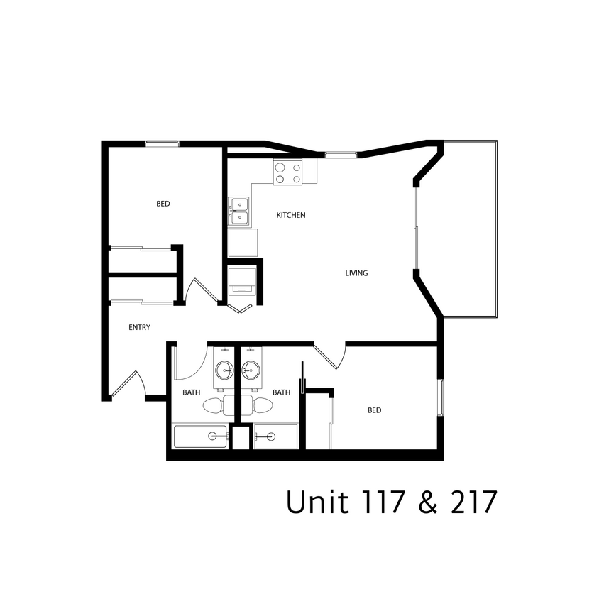 Floor Plan - 2 Bed 2 Bath - Type 3