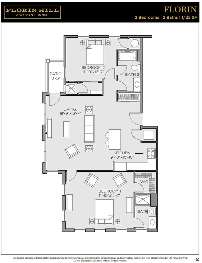 Plano de planta Florin - Florin Hill Apartment Homes