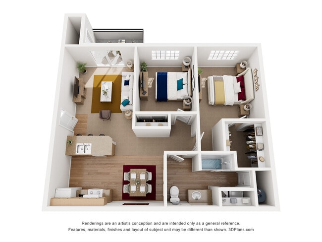 2 habitaciones, 1 baño grande
