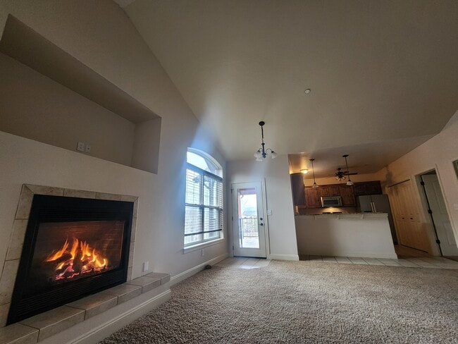 living room with tv wall inset and gas fireplace - 4100 Mullan Rd Unit 113