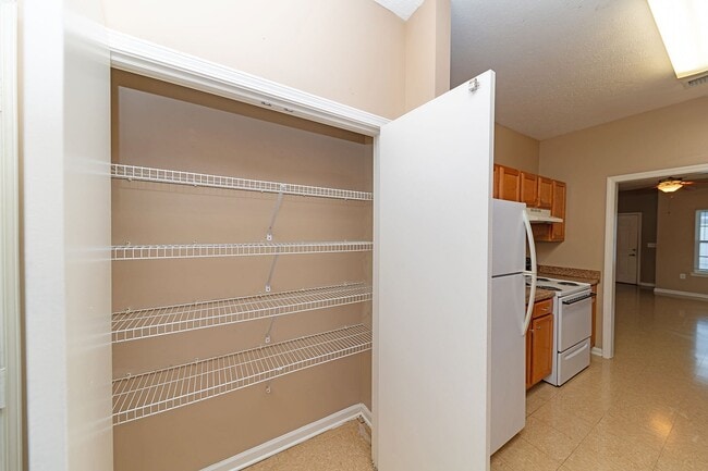 Pantry with built-in shelving