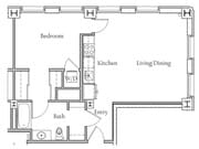 1 BR x 1 BA - D Floorplan