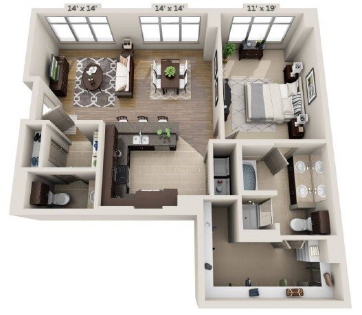 Ashton South End - A1.5 - 1.5 Beds - 1.5 Baths - 1171 Sq. ft. - A1.5