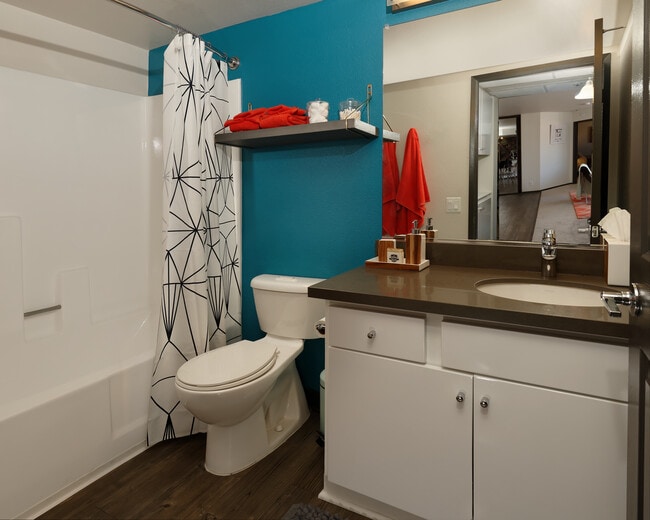 Standard Apartment Bath with Hard Surface Vinyl Plank Flooring