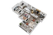 Sage Point Village Apartments 2 Bedroom 2 Bathroom 3D Floor Plan in Ammon ID