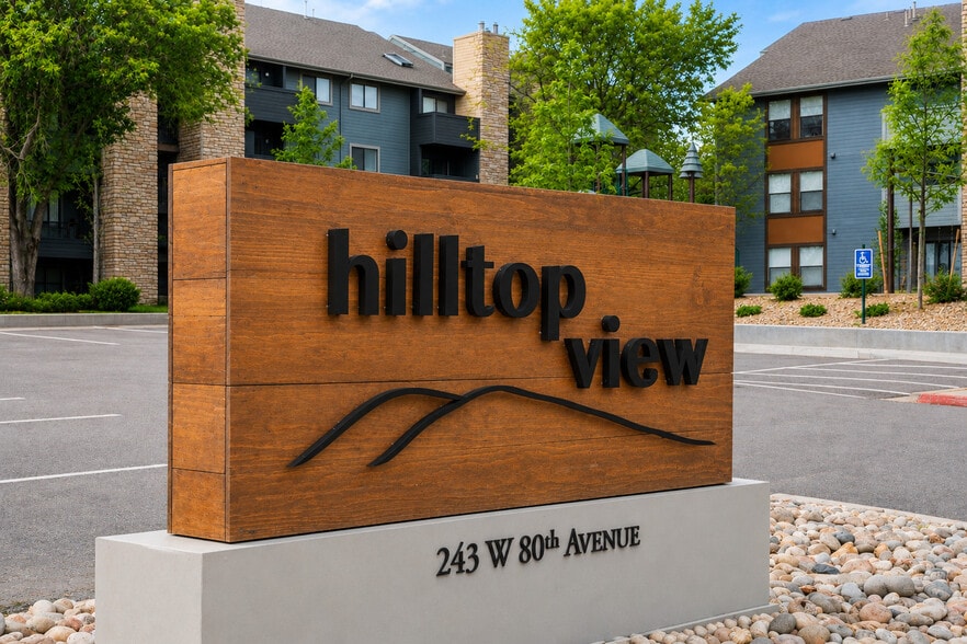 Hilltop View Apartments Entrance Sign
