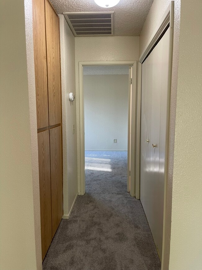 Hallway with extra storage, washer/dryer hookup.