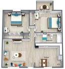 2 Bed 1 Bath Downstairs - 707.png